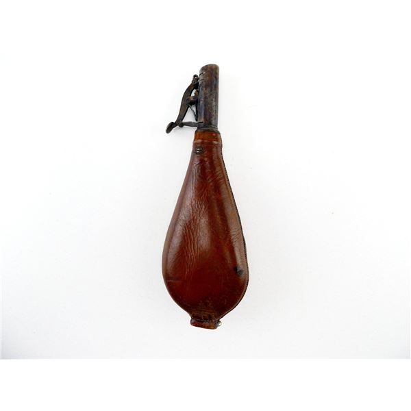 VINTAGE LEATHER SHOT / POWDER FLASK