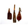 Image 1 : ASSORTED VINTAGE LEATHER SHOT / POWDER FLASK LOT