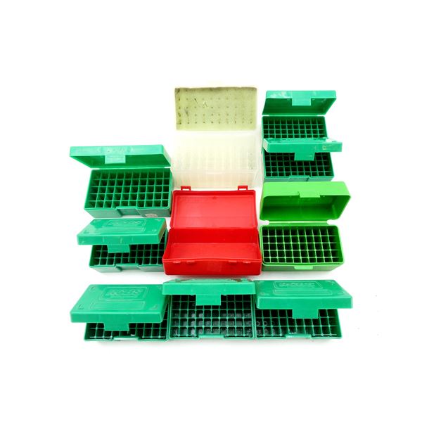 ASSORTED PLASTIC PISTOL / RIFLE AMMO CONTAINERS LOT