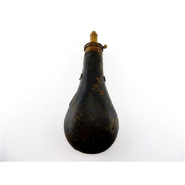 VINTAGE LEATHER WRAPPED POWDER FLASK