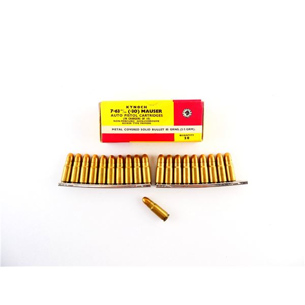 COLLECTIBLE KYNOCH 7.63MM (.30) MAUSER AUTO PISTOL AMMO LOT
