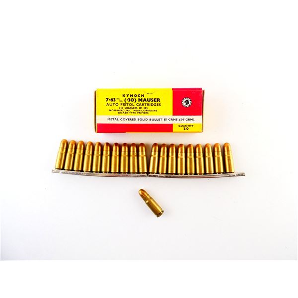 COLLECTIBLE KYNOCH 7.63MM (.30) MAUSER AUTO PISTOL AMMO LOT