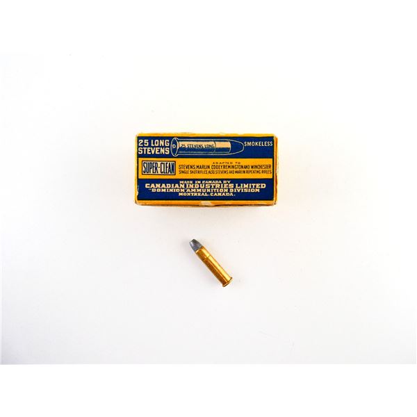 COLLECTIBLE DOMINION .25 STEVENS LONG RF AMMO LOT