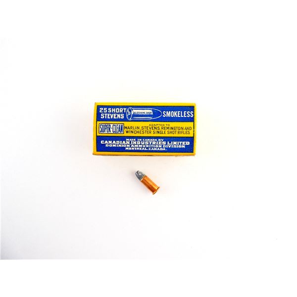 COLLECTIBLE DOMINION .25 STEVENS SHORT RF AMMO LOT