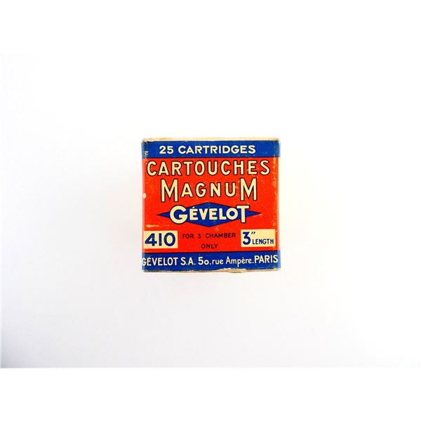 COLLECTIBLE GEVELOT .410 GAUGE 3" MAGNUM SHOT SHELL AMMO LOT