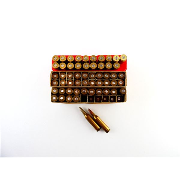 RELOADED ASSORTED .243 WIN AMMO AND NON-PRIMED BRASS CASES LOT