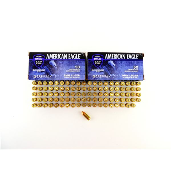 FEDERAL AMERICAN EAGLE 9MM LUGER AMMO LOT