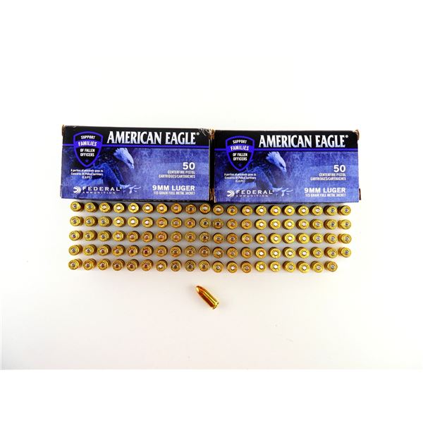 FEDERAL AMERICAN EAGLE 9MM LUGER AMMO LOT