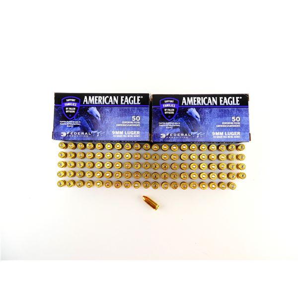 FEDERAL AMERICAN EAGLE 9MM LUGER AMMO LOT