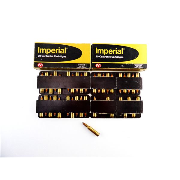 IMPERIAL .222 REM AMMO AND NON-PRIMED BRASS CASES LOT