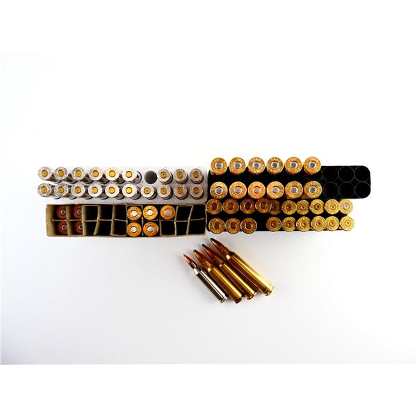 ASSORTED AMMO AND NON-PRIMED BRASS CASES LOT