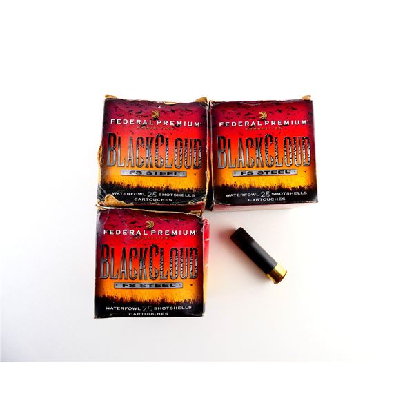 ASSORTED FEDERAL PREMIUM BLACK CLOUD FS STEEL 12 GAUGE 3 1/2' SHOT SHELL AMMO LOT