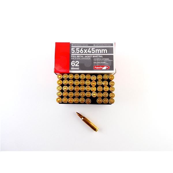 AGUILA 5.56X45MM AMMO AND NON-PRIMED BRASS CASES LOT