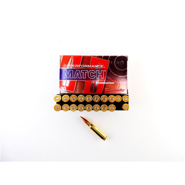 HORNADY MATCH .308 WIN AMMO AND NON-PRIMED BRASS CASES LOT