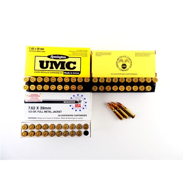 ASSORTED REMINGTON UMC AND WINCHESTER 7.62X39MM AMMO LOT