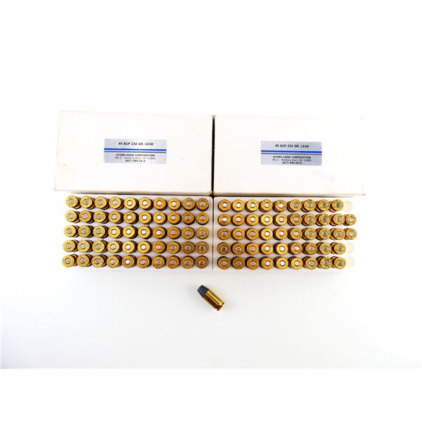 HYDRA-SHOK FACTORY RELOADED .45 ACP AMMO AND NON-PRIMED BRASS CASES LOT