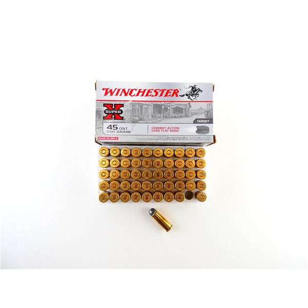 WINCHESTER COWBOY ACTION .45 COLT AMMO AND NON-PRIMED BRASS CASES LOT