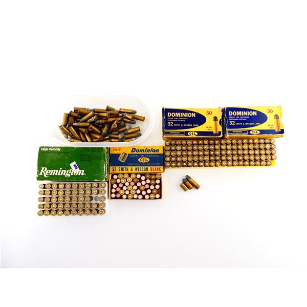 ASSORTED .32 S&W SHORT / LONG AMMO / BLANKS AND NON-PRIMED BRASS CASES LOT