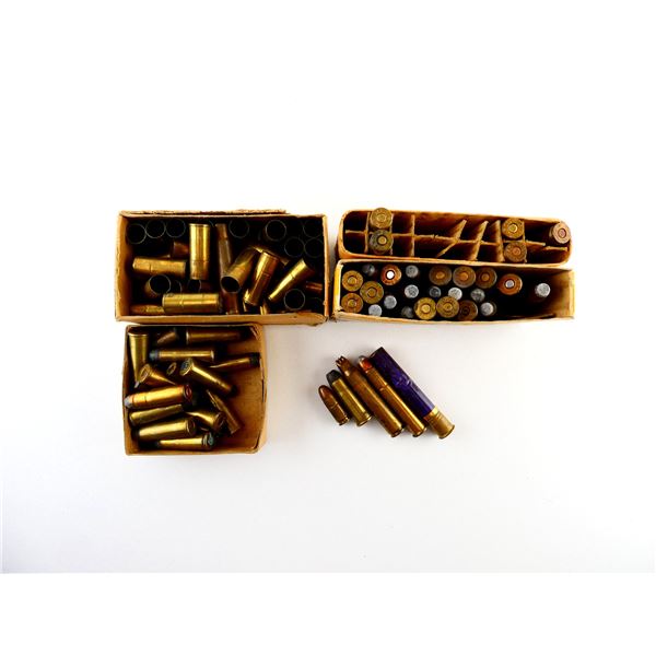 ASSORTED AMMO / PRIMED BRASS CASE / NON-PRIMED BRASS CASES AND BLANKS LOT