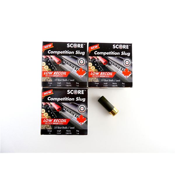 SCORE 12 GAUGE 2 3/4" COMPETITION SLUG AMMO LOT