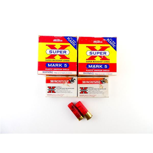 ASSORTED WESTERN / WINCHESTER 16 GAUGE AND 12 GAUGE 2 3/4" SHOT SHELL AMMO LOT