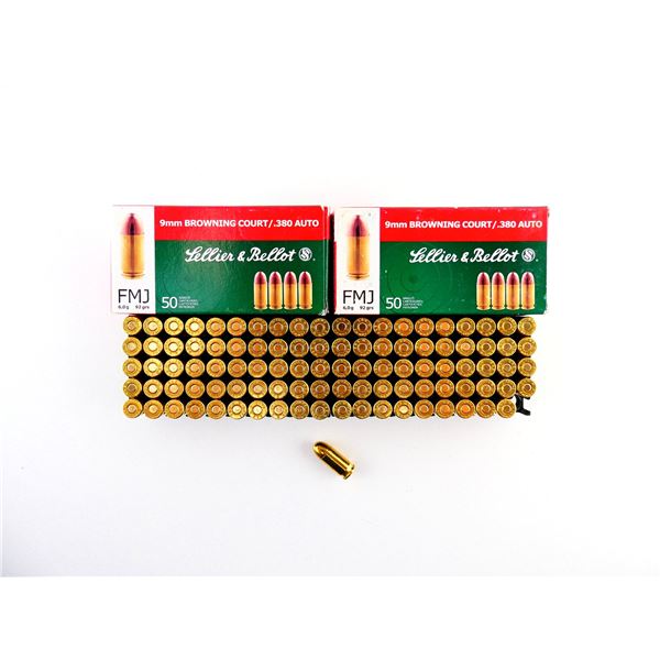 SELLIER & BELLOT 9MM BROWNING COURT / .380 AUTO AMMO LOT