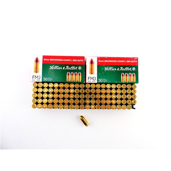 SELLIER & BELLOT 9MM BROWNING COURT / .380 AUTO AMMO LOT