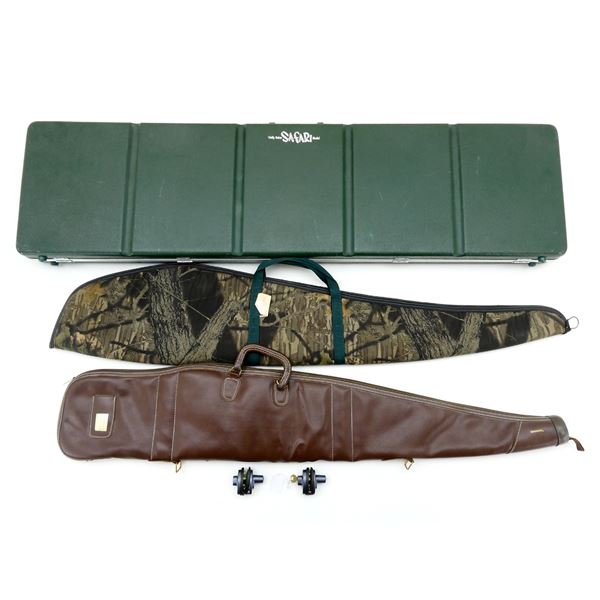 ASSORTED HARD PADDED DOUBLE RIFLE CASE AND SOFT PADDED RIFLE CASES LOT