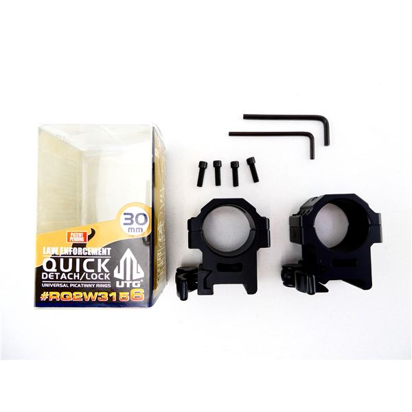 UTG 30MM QUICK DETACH/LOCK MEDIUM PROFILE UNIVERSAL PICATINNY RINGS