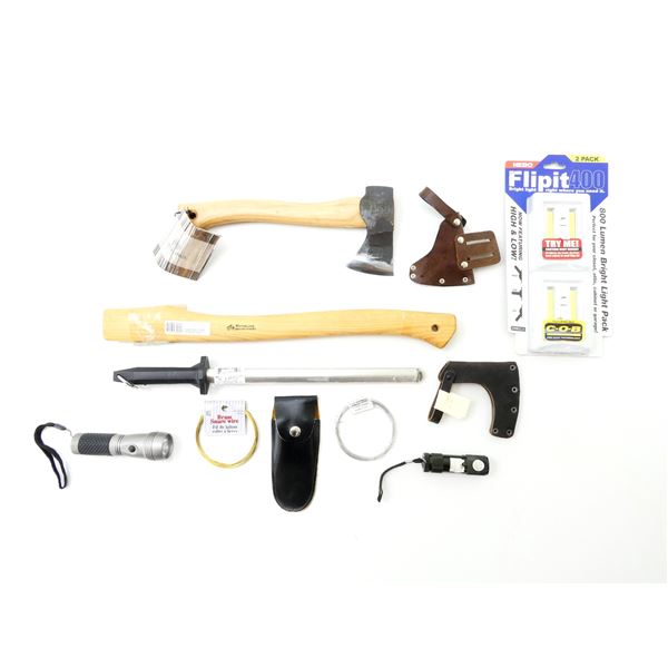 HATCHET & ASSORTED LIGHTS LOT
