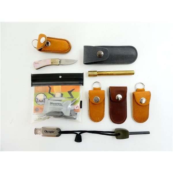 KHYBER FOLDING KNIFE WITH ASSORTED SHEATHS, ETC. LOT