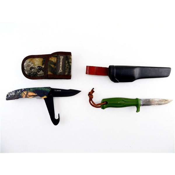 BROWNING 2 BLADE FIELD DRESSING HUNTING KNIFE, ETC. LOT
