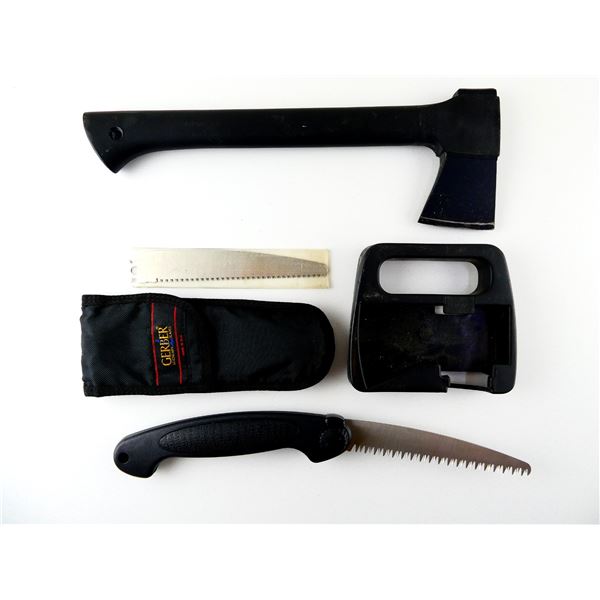 GERBER FOLDING SAW & FISKARS HATCHET LOT