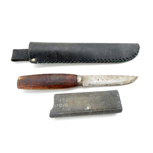 DIO CEILO KNIFE WITH SHEATH & SHARPENING STONE LOT