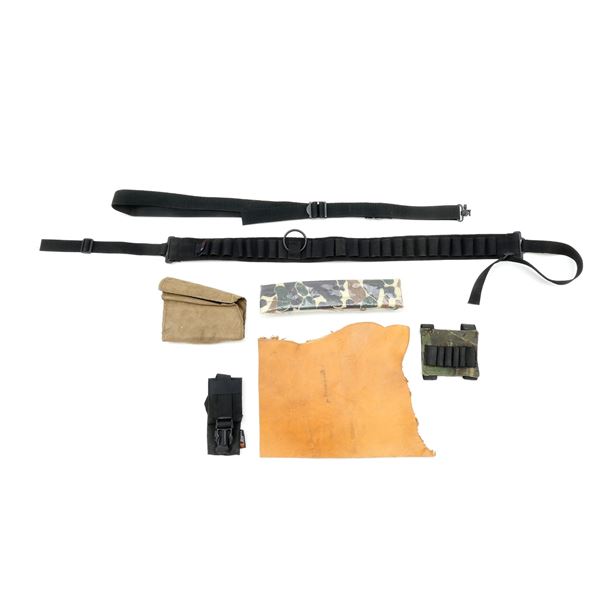 ASSORTED AMMO POUCHES, SLING, STOCK CHEEK REST LOT