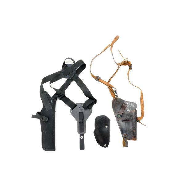 ASSORTED LARGE FRAME SHOULDER HOLSTERS & SMALL-MEDIUM  WAIST HOLSTER