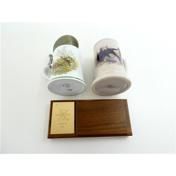 ASSORTED BEER STYNS & WINCHESTER DRESSER VALET LOT