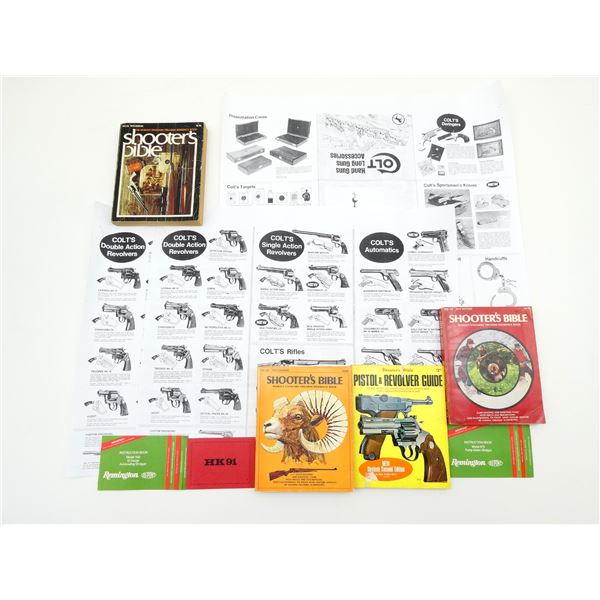 ASSORTED COLT ADVERTISING INFORMATION & COLLECTIBLE VINTAGE "SHOOTER'S BIBLE" BOOK, ETC. LOT