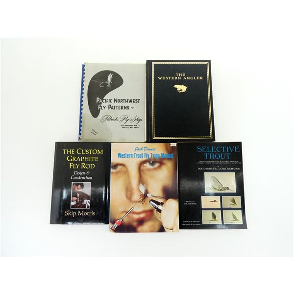ASSORTED FLY FISHING WESTERN, TROUT AND ROD DESIGN BOOK LOT