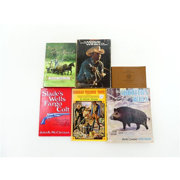ASSORTED COWBOY STORIES & THE SHOOTER'S BIBLE & SLADE'S WELLS FARGO COLT BOOK LOT