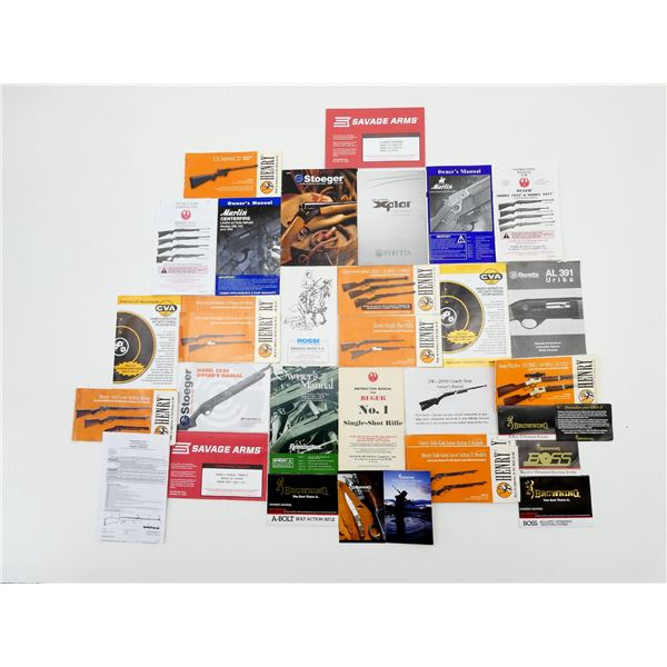 ASSORTED SHOTGUN, RIFLE, MUZZLELOADER INFORMATION/MANUAL BOOKLETS LOT