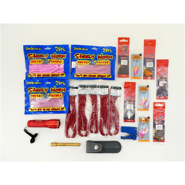 ASSORTED FLY FISHING LURES & STEELY WORM, ETC. LOT