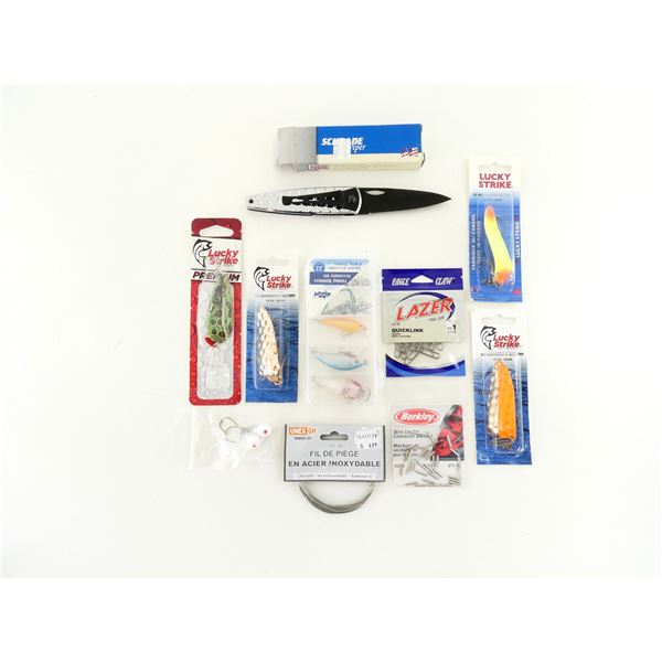 LUCKY STRIKE, FISHING ESSENTIALS, LAZER BERKLEY LOT