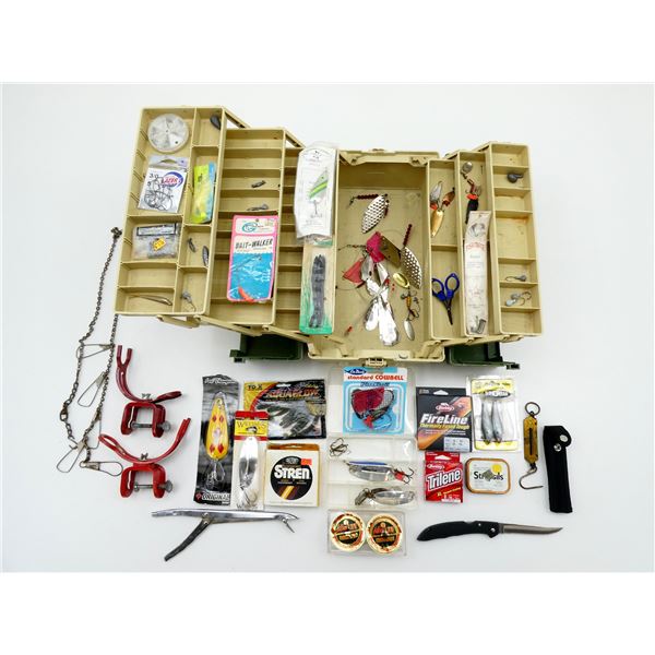 TACKLE BOX WITH ASSORTED FISHING LURES & ACCESSORIES