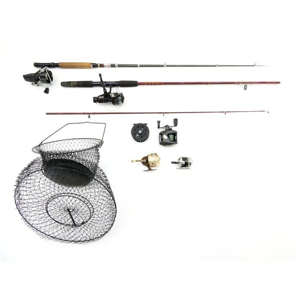TELESCOPIC FISHING ROD, MITCHELL, COLLAPSIBLE FISH NET LOT
