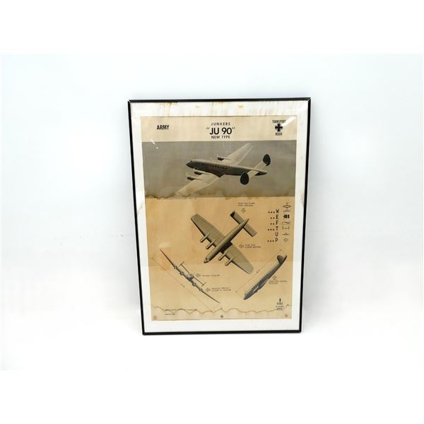 WWII U.S. NAVAL AVIATION TRAINING JUNKERS "JU 90" RECOGNITION POSTER