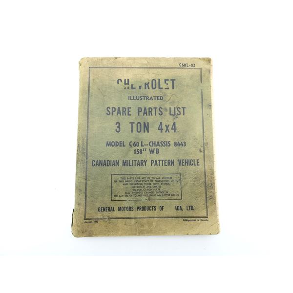 "CHEVROLET SPARE PARTS LIST 3 TON 4X4" BOOK