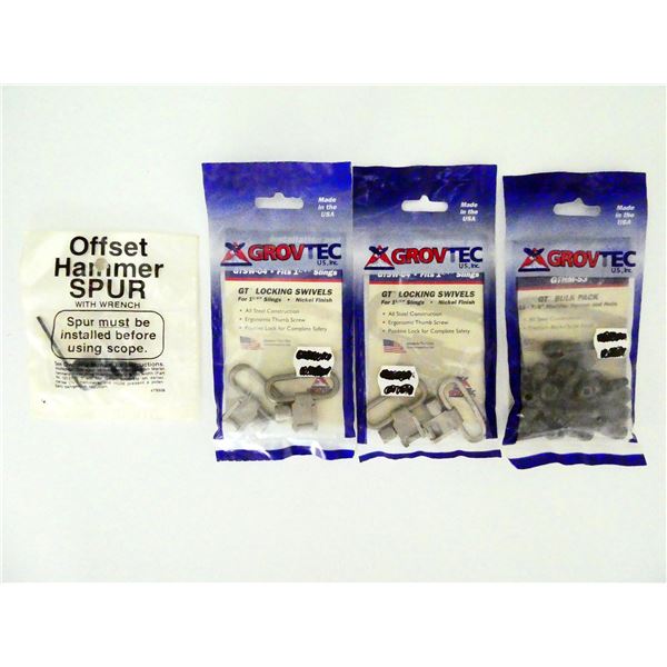 GROVTEC GT SLING SWIVELS AND UNKNOWN MARLIN OFFSET HAMMER SPUR LOT