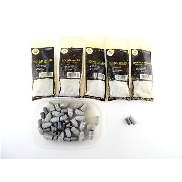 ASSORTED .45 CALIBER / .54 CALIBER ROUND BALLS AND BULLETS LOT