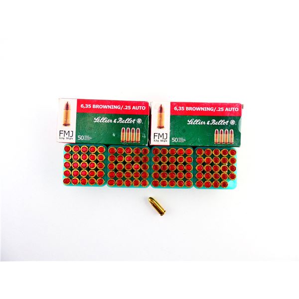 SELLIER & BELLOT 6.35 BROWNING / .25 AUTO AMMO LOT